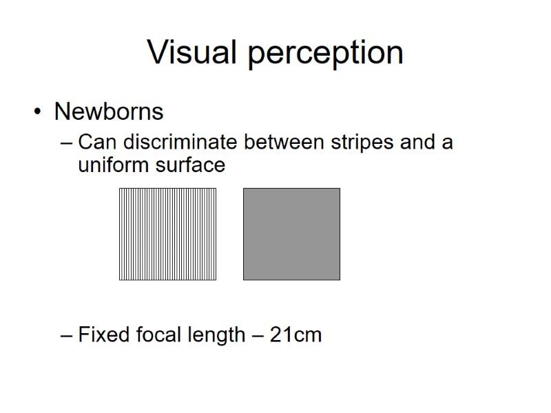 Newborns Can discriminate between stripes and a uniform surface     